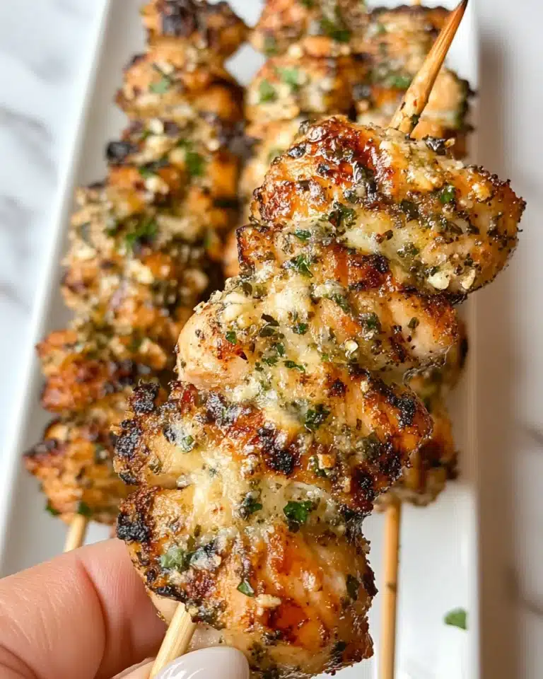 Garlic Parmesan Ranch Chicken Skewers Recipe