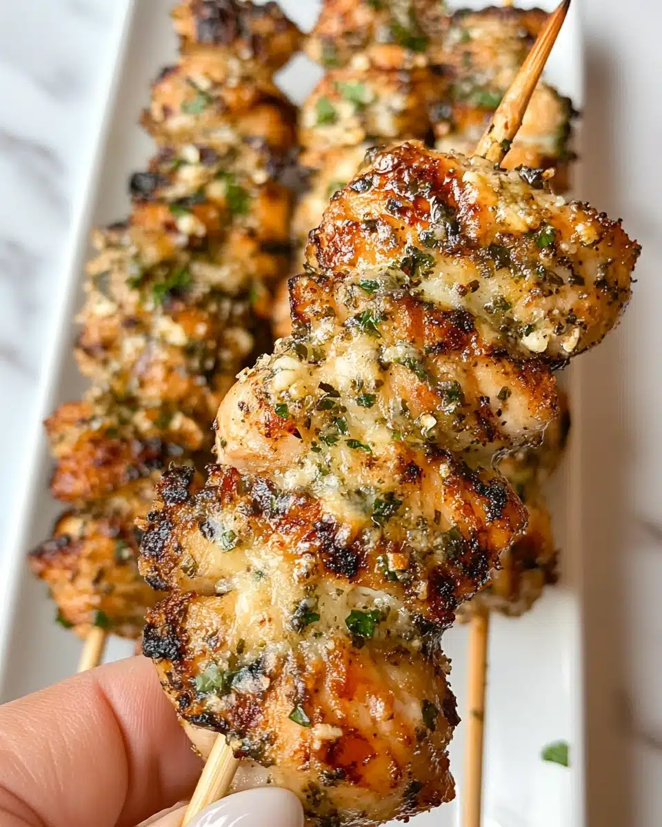 Garlic Parmesan Ranch Chicken Skewers Recipe