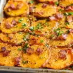 Garlic Parm Sweet Potato Bake Recipe