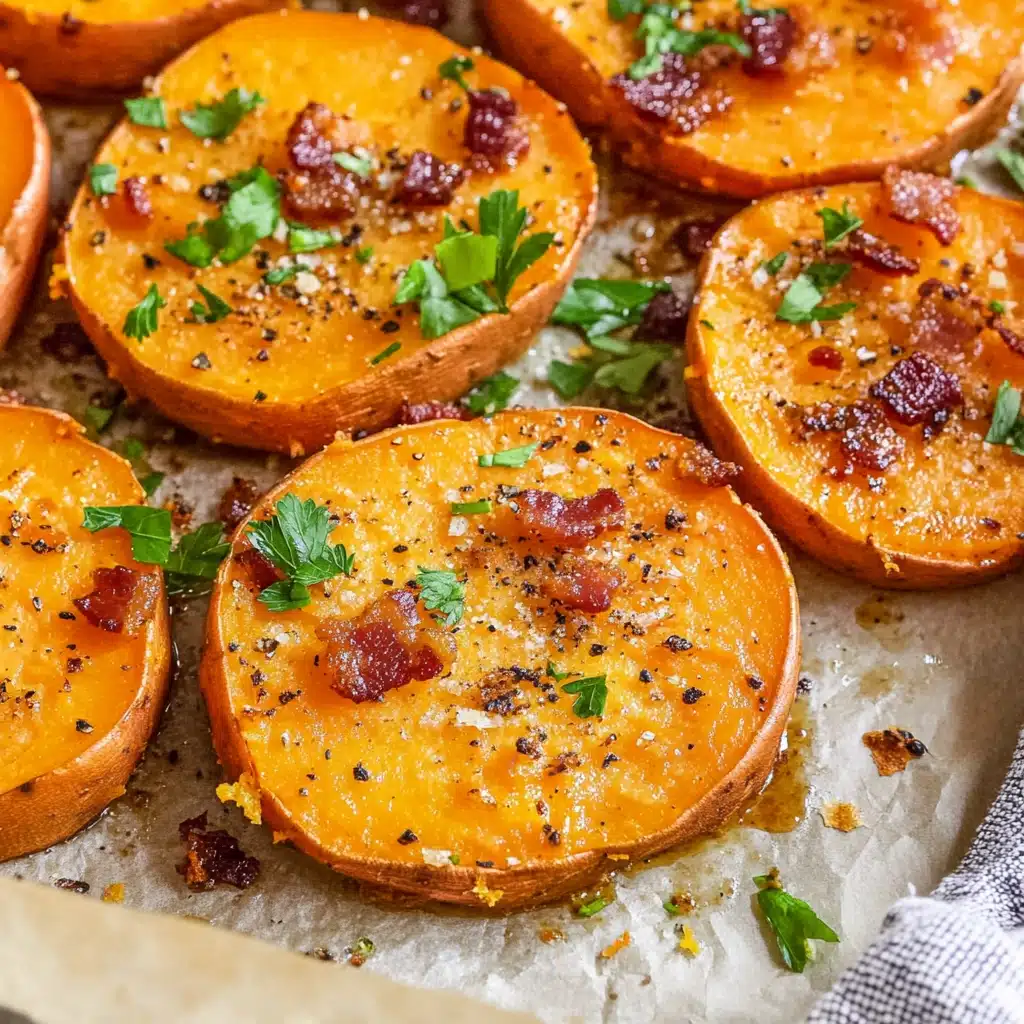Garlic Parm Sweet Potato Bake Recipe - Recipe Image