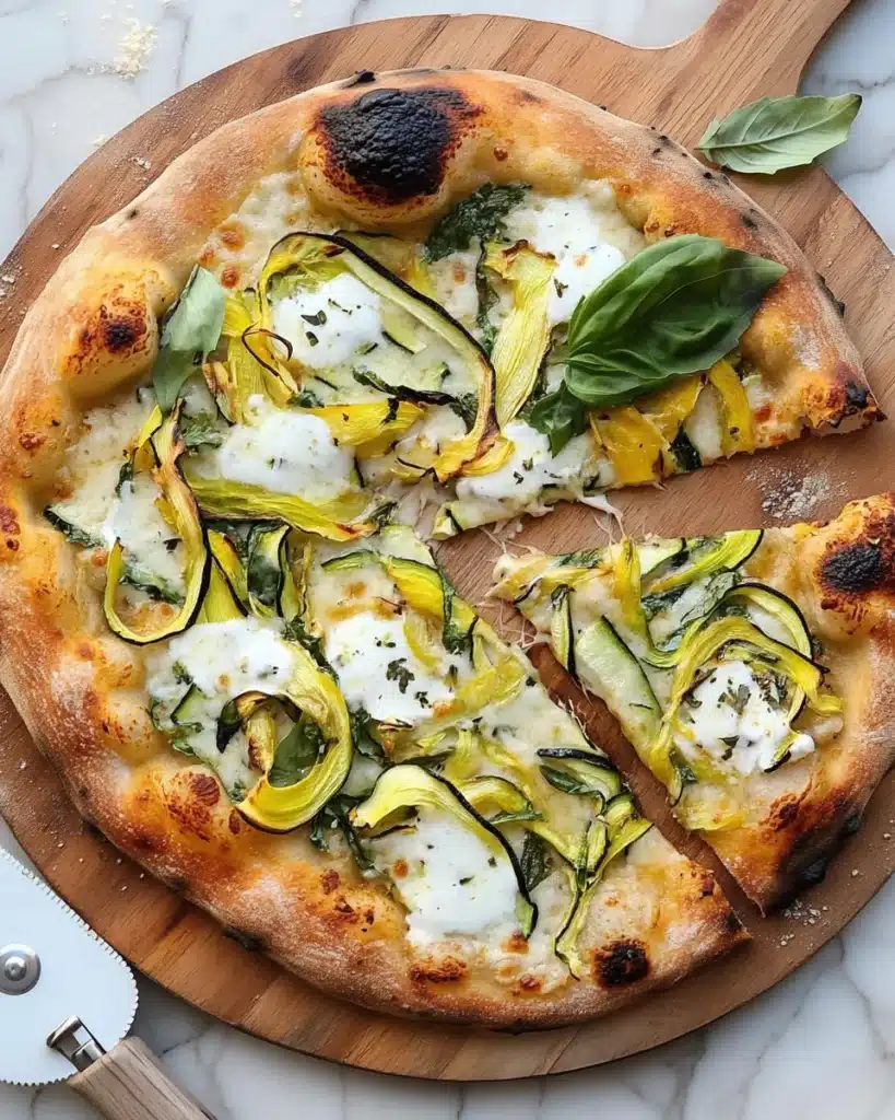 Pizza With Zucchini, Feta, Lemon, and Garlic Recipe