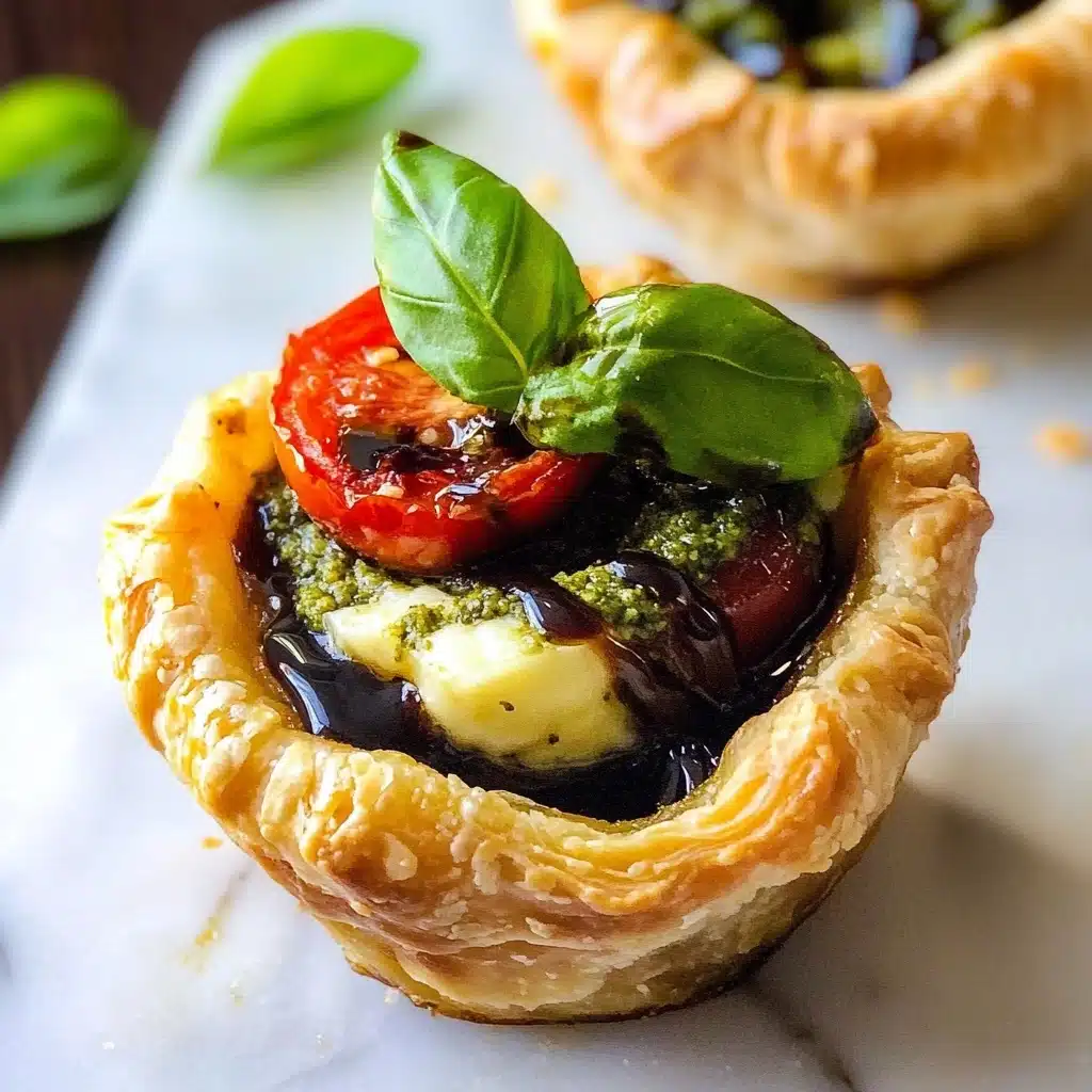 20 Minute Cheesy Caprese Pesto Tarts Recipe - Recipe Image