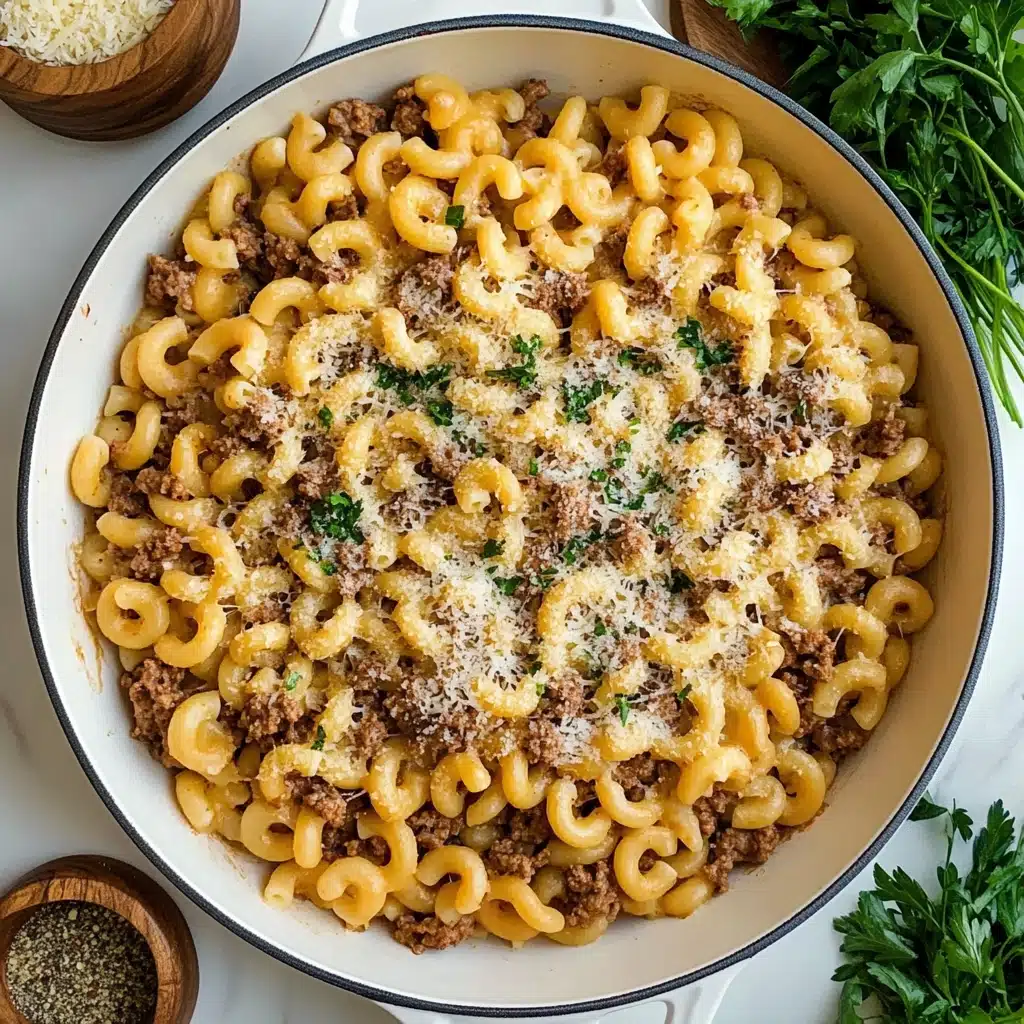One Pot Beef and Garlic Butter Pasta Recipe - Recipe Image