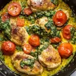 Creamy Pesto Chicken with Roasted Tomatoes Recipe