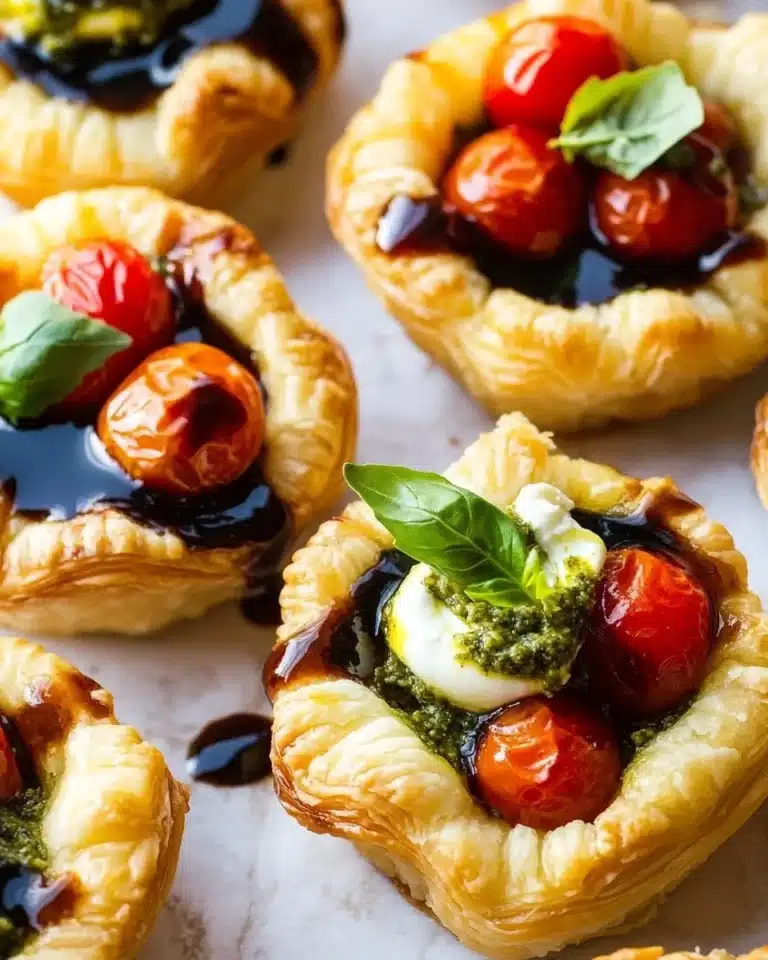 20 Minute Cheesy Caprese Pesto Tarts Recipe