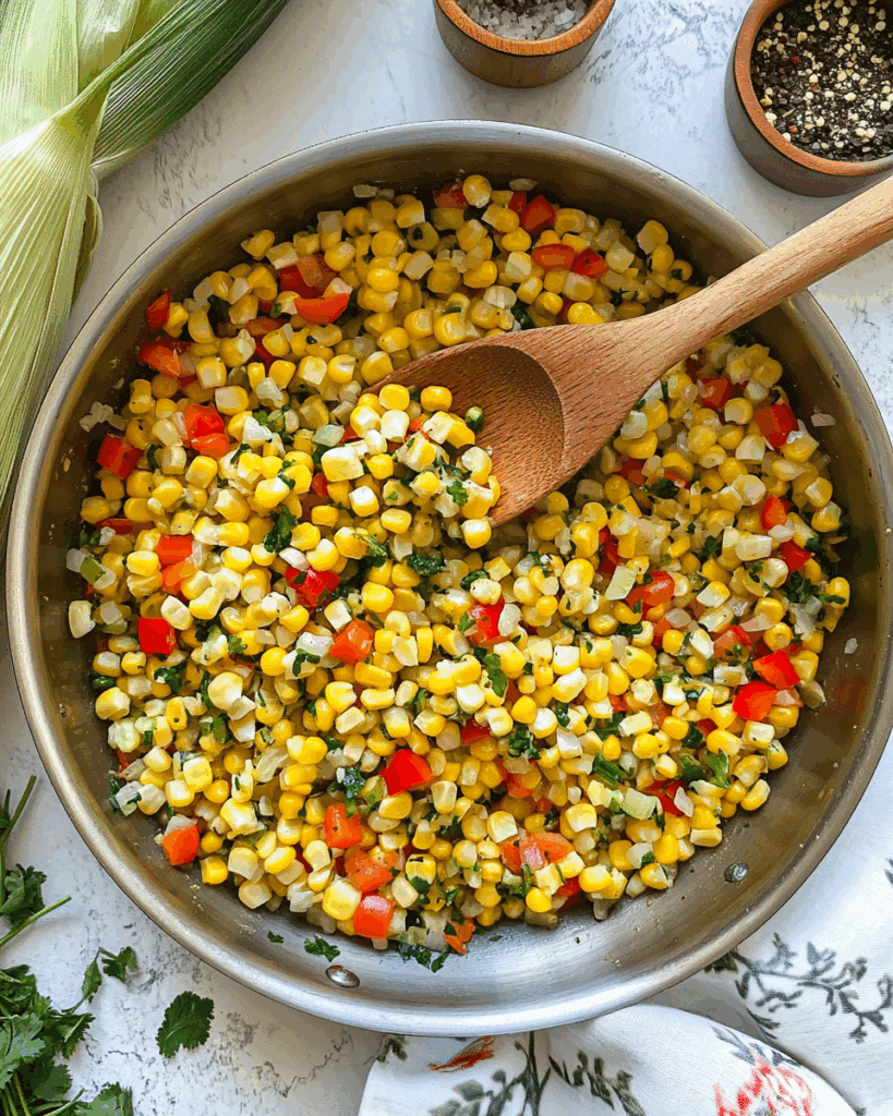 Sautéed Fresh Sweet Corn with Bell Peppers and Onions Recipe