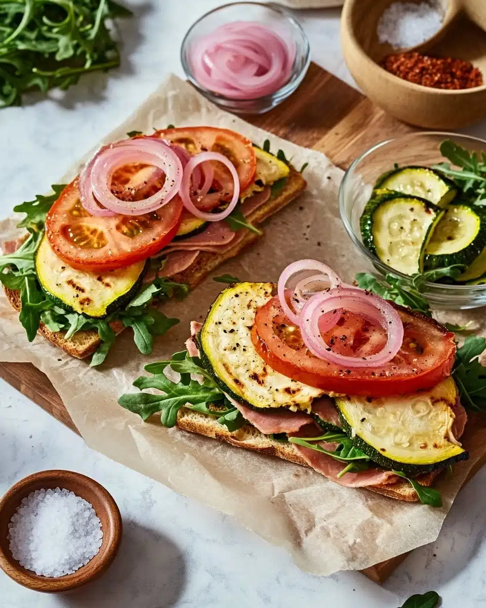 Viral Low Carb Zucchini Wraps, low carb zucchini wraps, healthy zucchini wraps, keto zucchini wraps, easy zucchini wrap recipes The dish shows two rectangular flatbreads, each topped with thin, round slices of green zucchini along the edges. The top layer is golden and bubbly, showing melted cheese that is slightly browned in some spots, covering almost the entire surface. The flatbreads are on a baking tray lined with parchment paper, placed on a white marbled texture. A wooden spatula is resting on the corner of the tray, and there is a woman's hand near the tray. The colors are mainly creamy white and light golden with hints of green from the zucchini, and the layers are easily seen from the side.