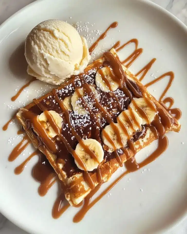 Kinder Chocolate Crepe with Nutella and Biscoff Drizzle Recipe