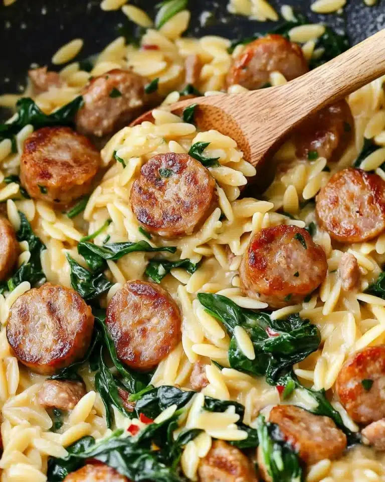 Creamy Chicken Sausage Orzo Skillet Recipe