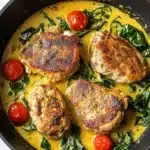 Creamy Pesto Chicken with Roasted Tomatoes & Spinach Recipe