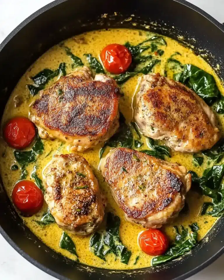 Creamy Pesto Chicken with Roasted Tomatoes & Spinach Recipe