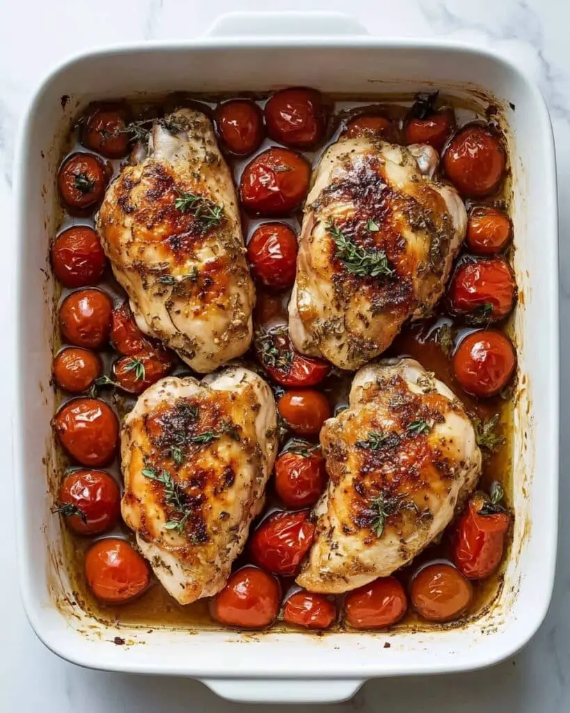 Oven Baked Balsamic Chicken with Roasted Cherry Tomatoes Recipe