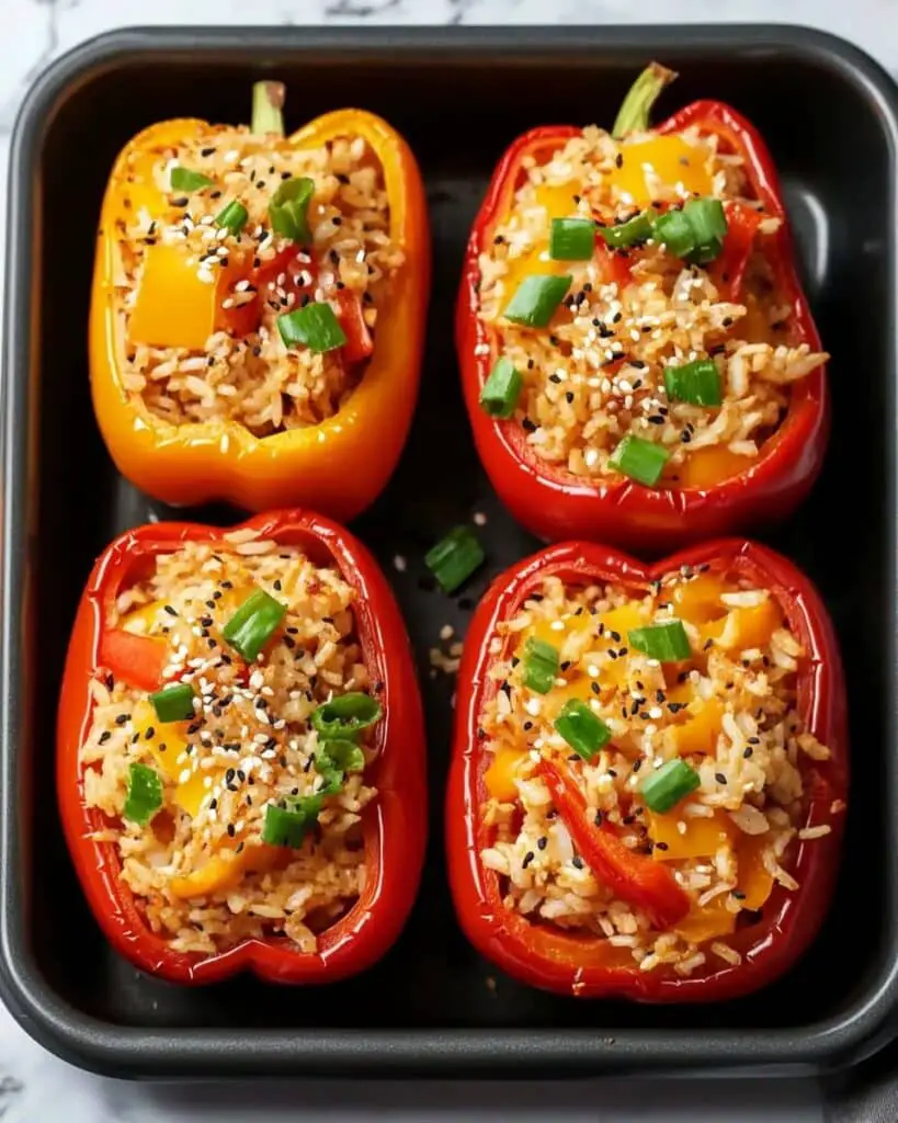 Teriyaki Pineapple Chicken Rice Stuffed Peppers Recipe