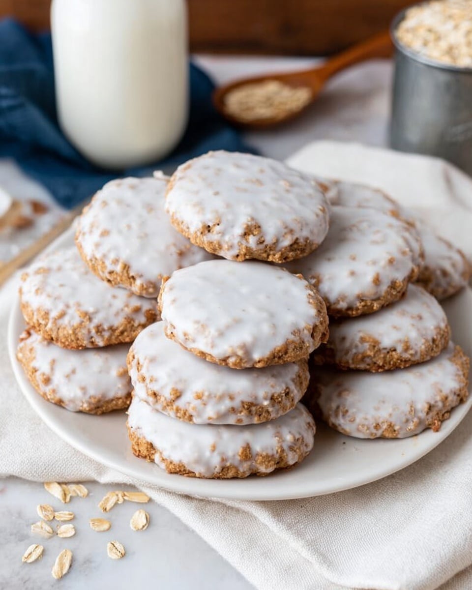 The image shows several round cookies with a light brown color topped with a smooth, white icing layer. Each cookie has one thin layer of icing that covers the top fully but unevenly, giving a slightly shiny and smooth texture. The cookies are spread out on a white marbled surface, with soft light reflecting on the icing, highlighting the texture and edges. Photo taken with an iphone --ar 4:5 --v 7