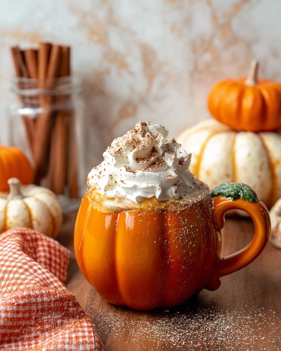 A close-up of a bright orange pumpkin-shaped pot filled with a creamy mixture topped with a golden brown crumbly layer, slightly overflowing and spilling over the pot's edge. A metal spoon is lifting a thick scoop of the crumbly topping, showing a textured contrast between the rough, crumbly top and the smooth creamy base below. The pot rests on a wooden surface with warm tones, giving a cozy, autumn feel. Photo taken with an iphone --ar 4:5 --v 7