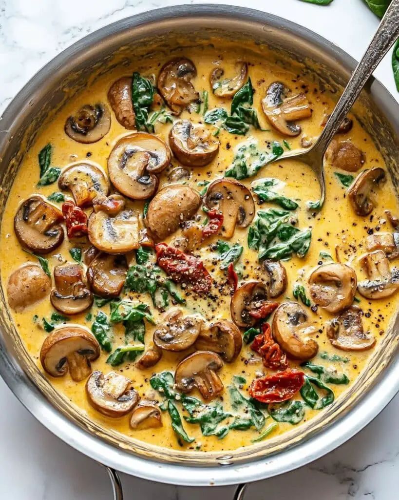 Creamy Garlic Butter Tuscan Mushrooms Recipe