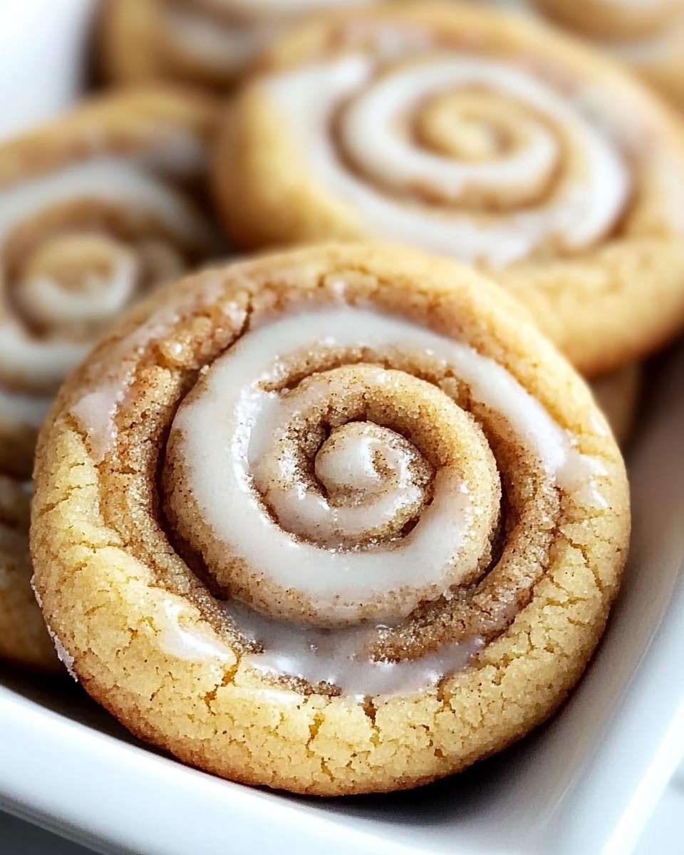 The image shows soft, round cinnamon swirl cookies with a light golden-brown base that has a slightly cracked texture. Each cookie has a darker brown cinnamon swirl pattern on top, and they are drizzled with thin, white icing that is spread unevenly, giving a homemade look. The cookies are on a baking tray lined with parchment paper, placed on a white marbled surface. Near the tray, a cinnamon stick and a brown bowl filled with a crumbly mixture are partially visible in the foreground. The photo taken with an iphone --ar 4:5 --v 6.1