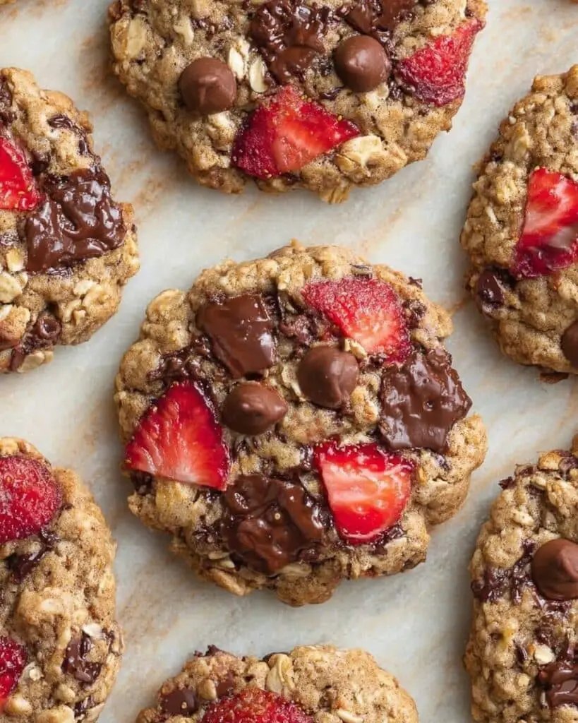 Strawberry Banana Oat Cookies with Chocolate Chips Recipe