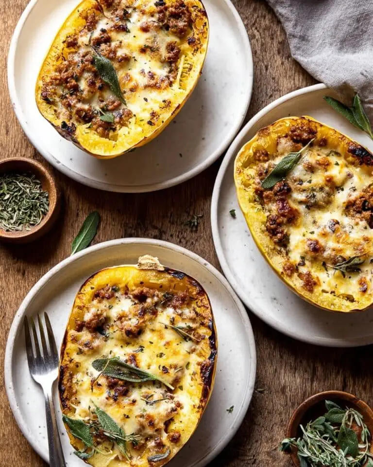 Roasted Garlic Spaghetti Squash Lasagna Boats Recipe