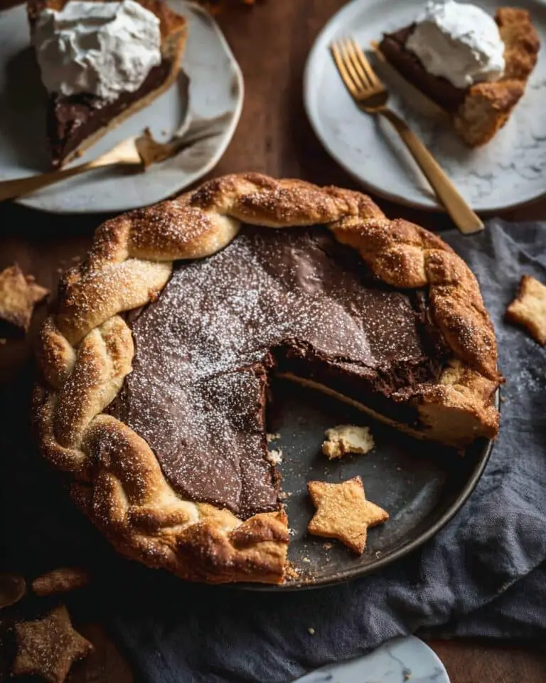 Molten Chocolate Crackle Pie with Hazelnut Whipped Cream Recipe