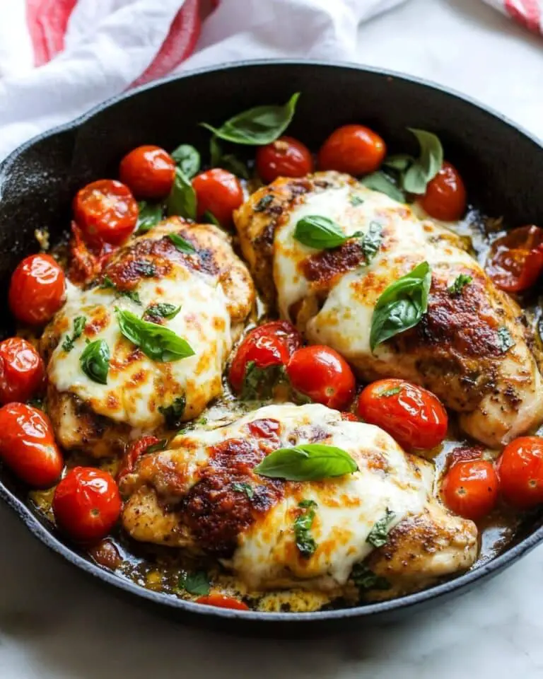 One Pan Balsamic Chicken with Tomato and Mozzarella Recipe