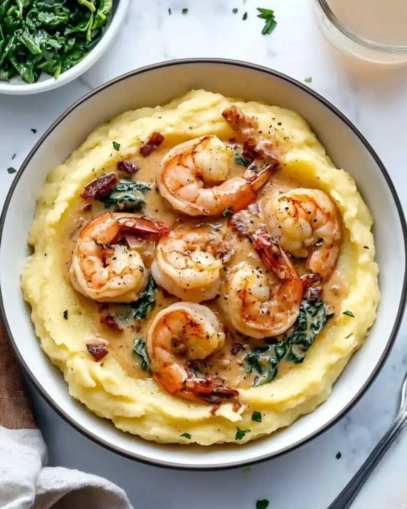 Creamy Garlic Shrimp Over Mashed Potatoes Recipe