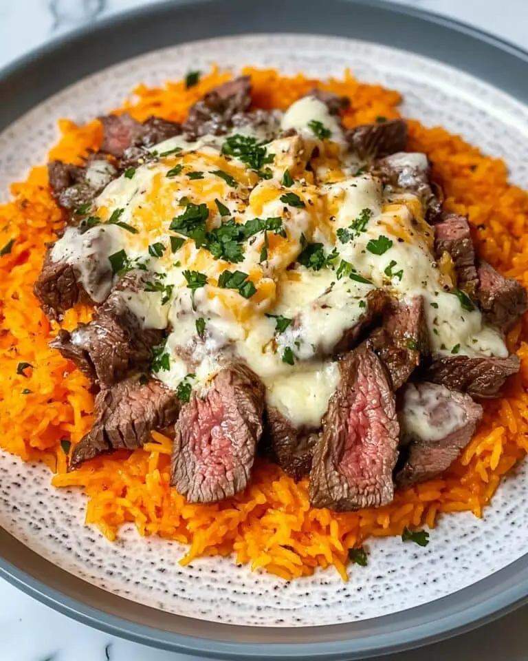 Steak Queso Rice Bowl with Cheddar and Monterey Jack Recipe