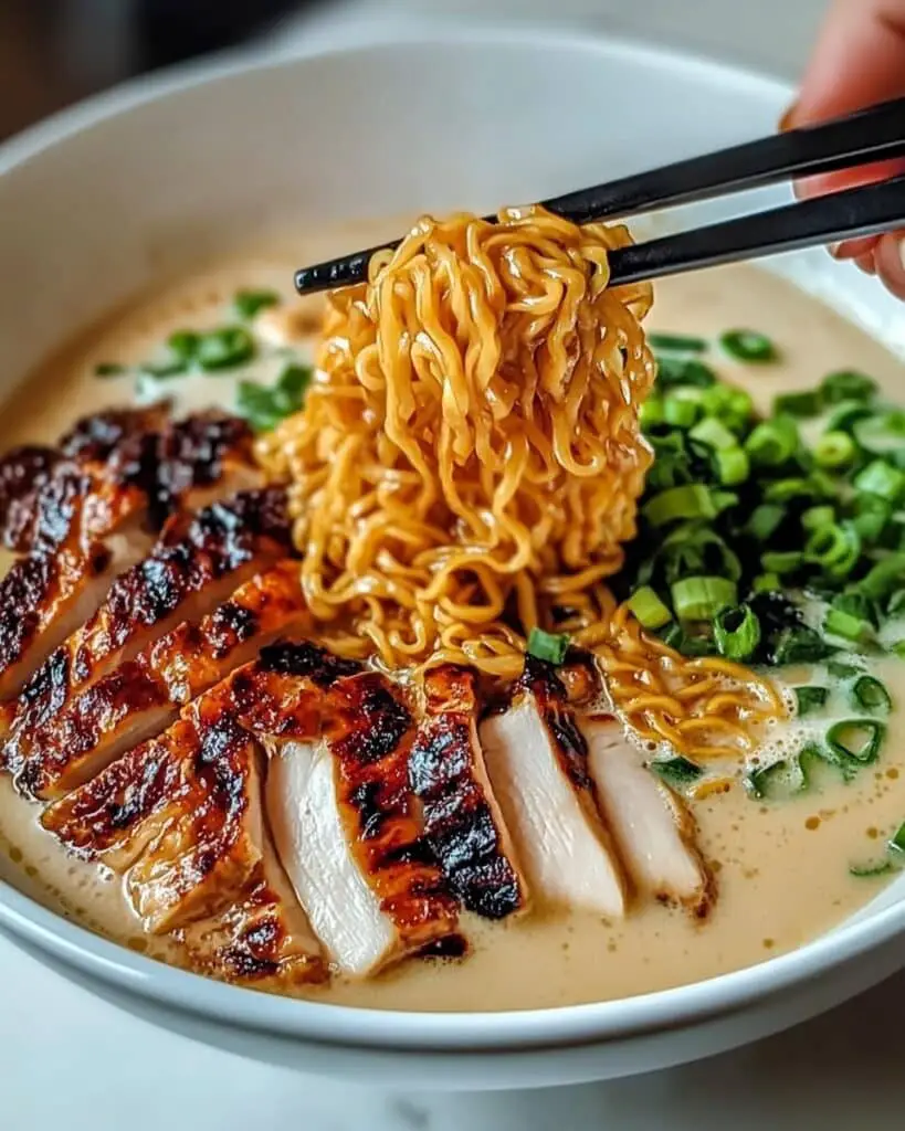 Fiery Chicken Ramen with Creamy Garlic Sauce Recipe