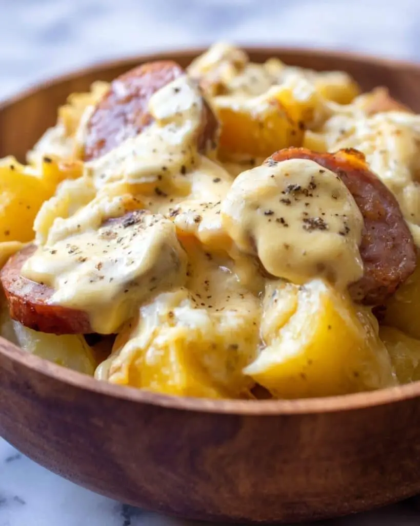 Cheesy Potato & Smoked Sausage Casserole Recipe