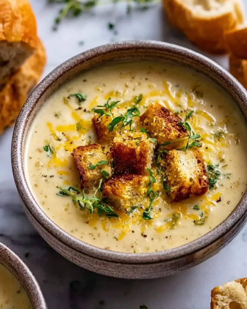 Hearty Cheddar Garlic Herb Potato Soup Recipe