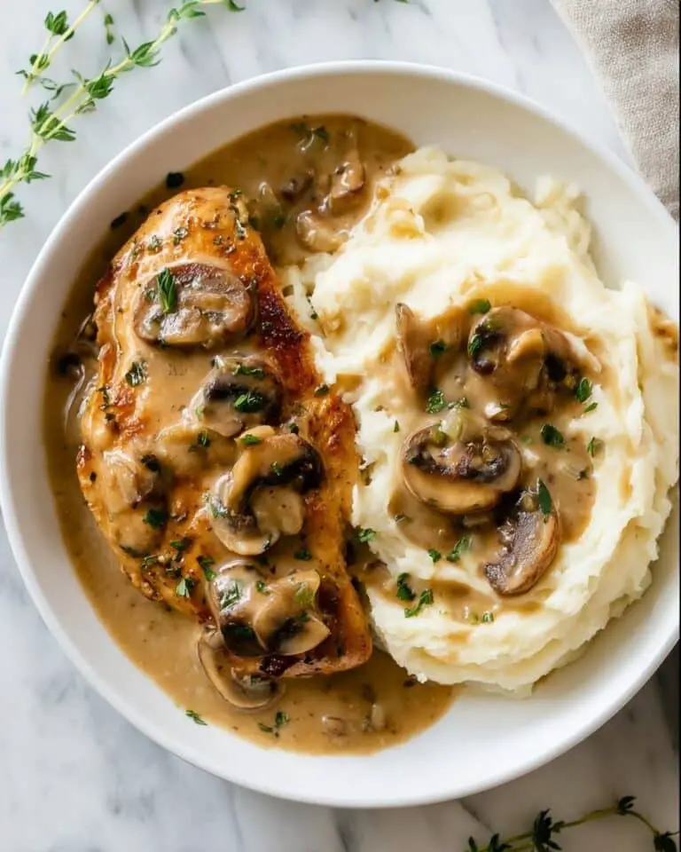 Mushroom Chicken in Creamy White Wine Sauce Recipe