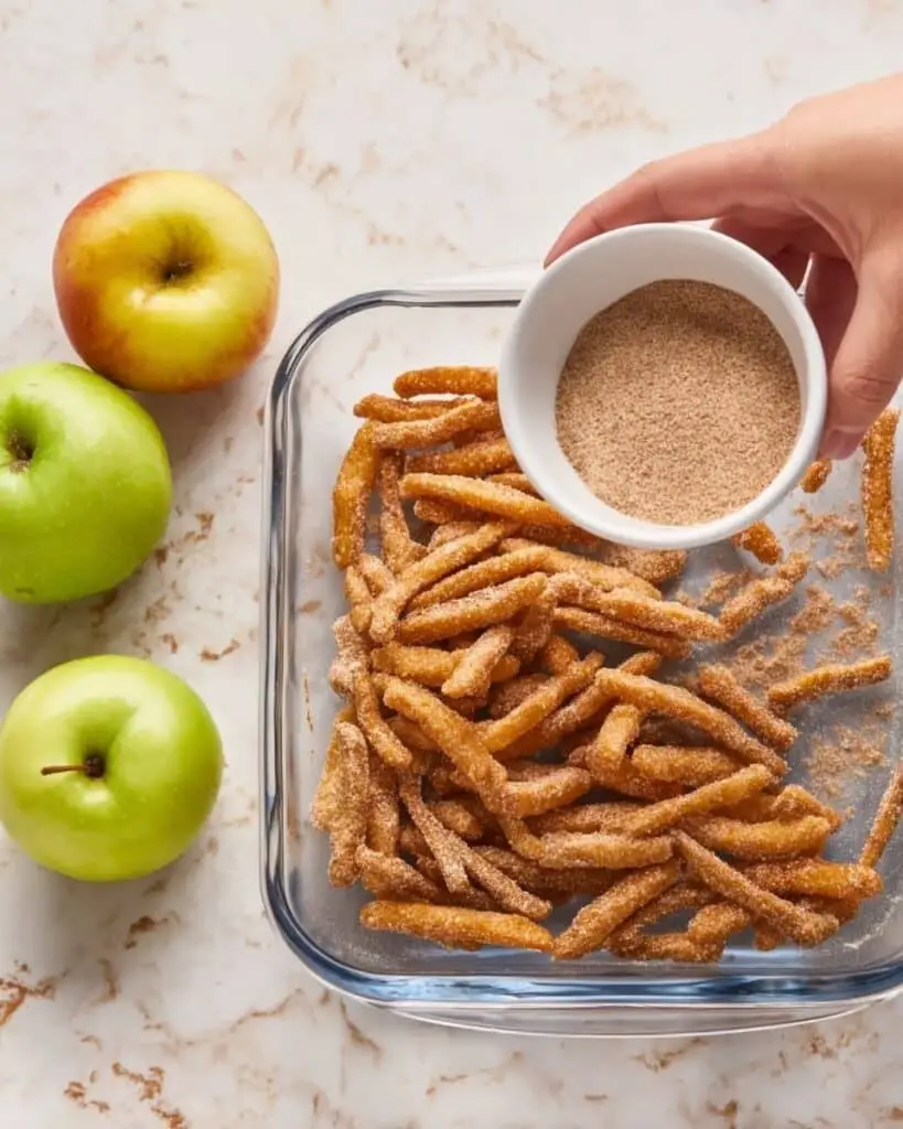 Air Fryer Apple Fries with Cinnamon Sugar and Vanilla Icing Recipe