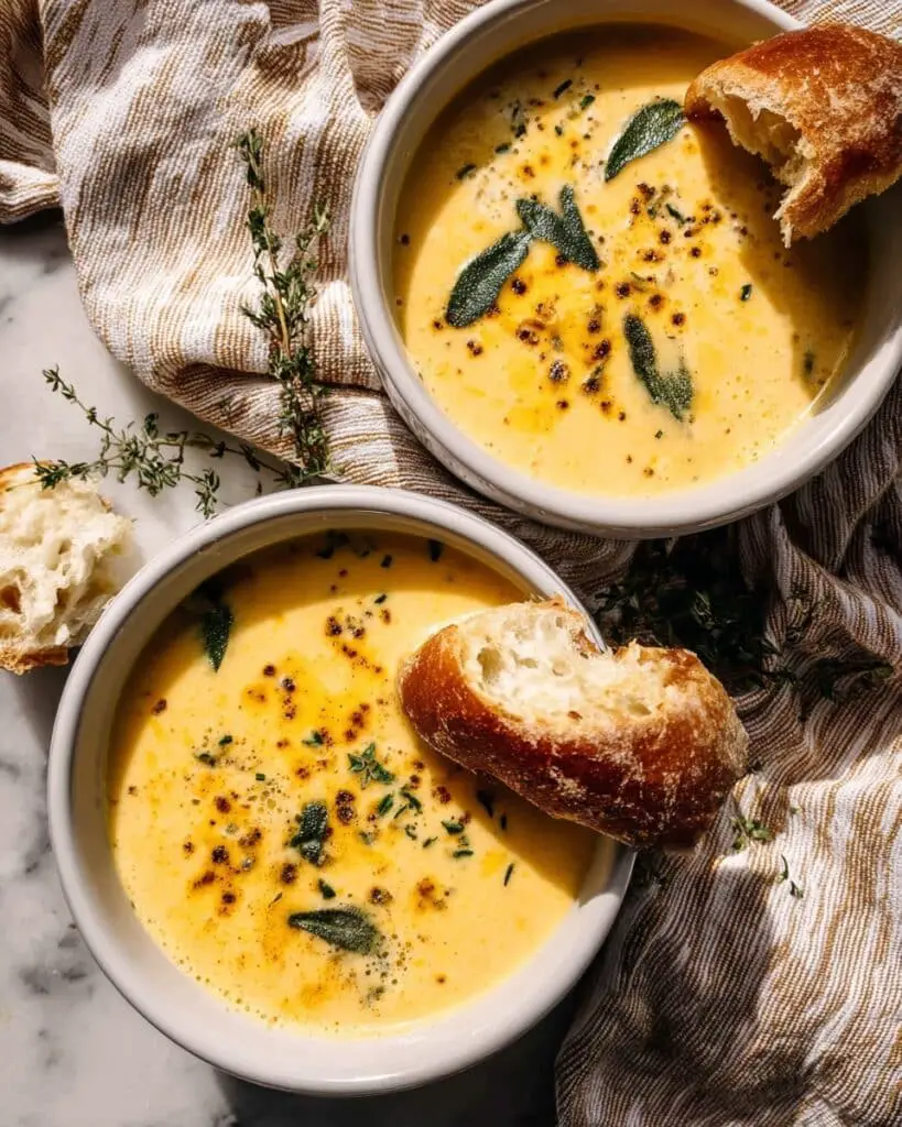 Brie and Cheddar Butternut Squash Beer Soup Recipe