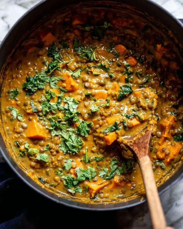 Sweet Potato Lentil Curry with Crispy Sesame Chickpeas Recipe