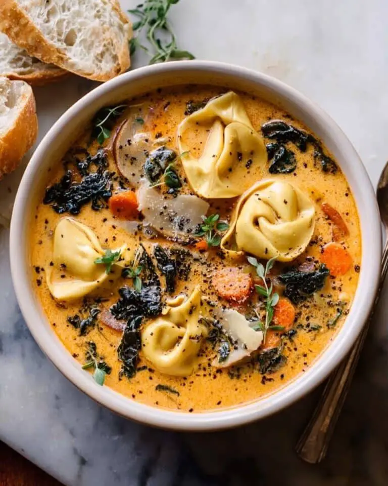 Healthier Slow Cooker Creamy Tortellini Vegetable Soup Recipe