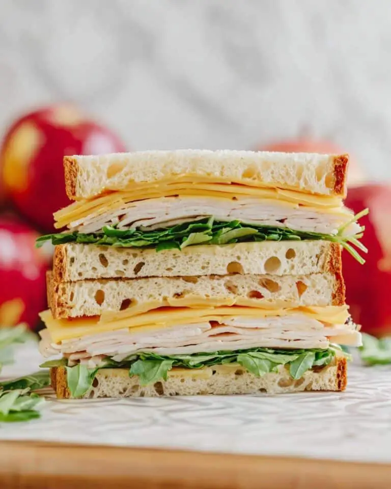 Turkey Apple Cheddar Sandwich with Dill Pickles and Potato Chips Recipe