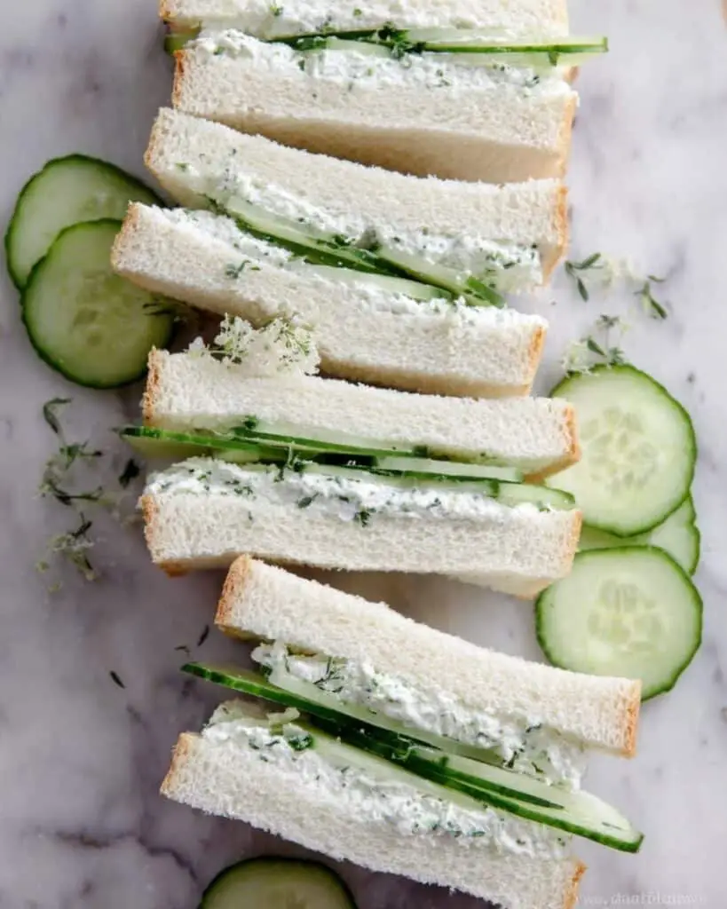 Cucumber Sandwiches with Herbed Cream Cheese Recipe