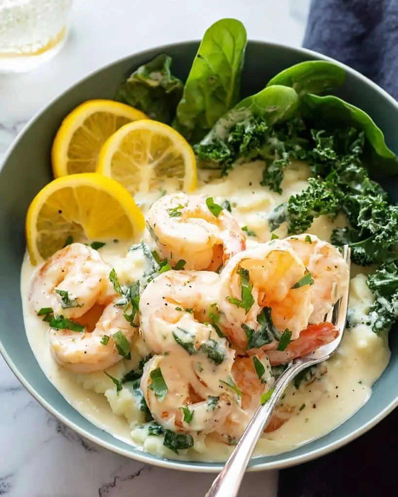 Creamy Garlic Shrimp Over Mashed Potatoes – A Luxurious Comfort Food Classic Recipe