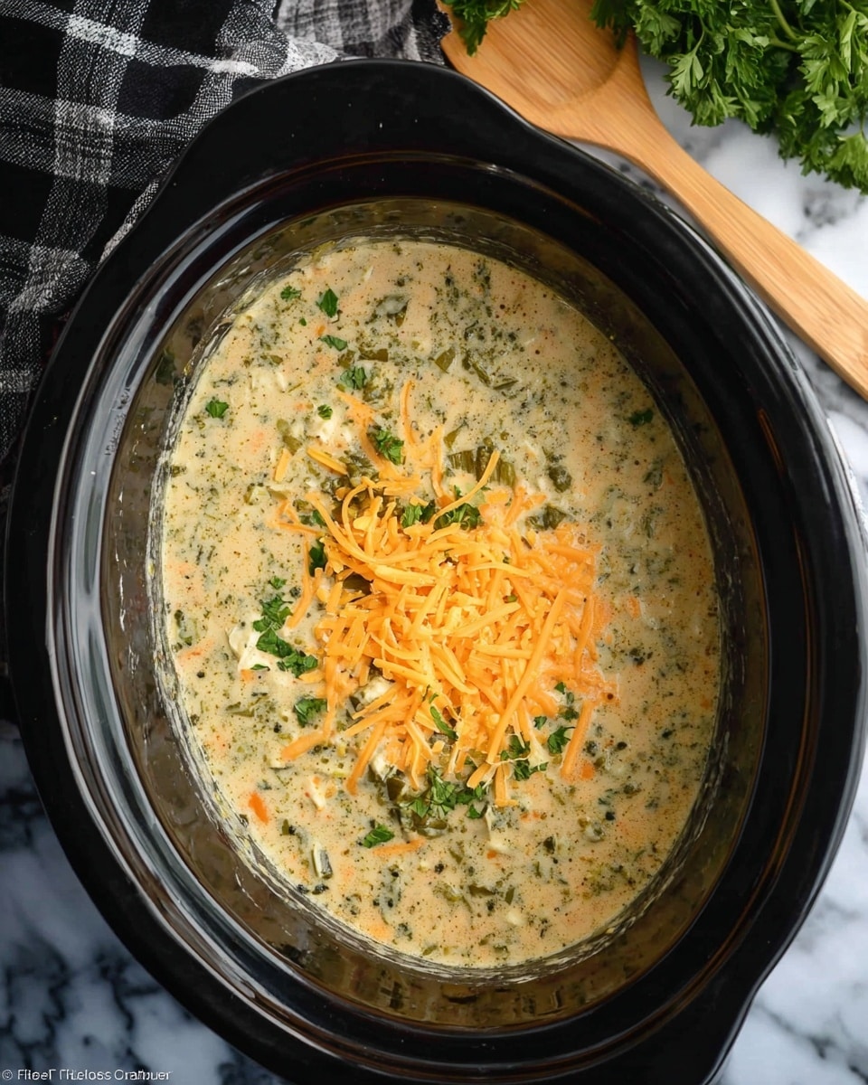 A white bowl filled with creamy broccoli cheese soup, showing a thick pale yellow base with small green broccoli pieces mixed throughout. On top, there is a small pile of shredded bright orange cheddar cheese placed in the center. The bowl sits on a white marbled surface with a black and white checkered cloth partially visible in the background. photo taken with an iphone --ar 4:5 --v 7