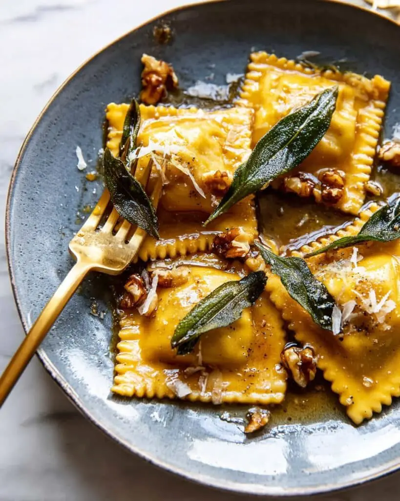 Sage Butter Pumpkin Cheese Ravioli Recipe