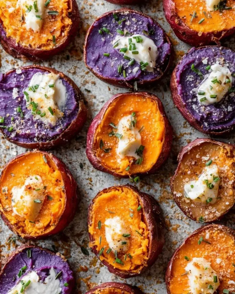 Savory Smashed Sweet Potatoes with Parmesan and Thyme Recipe