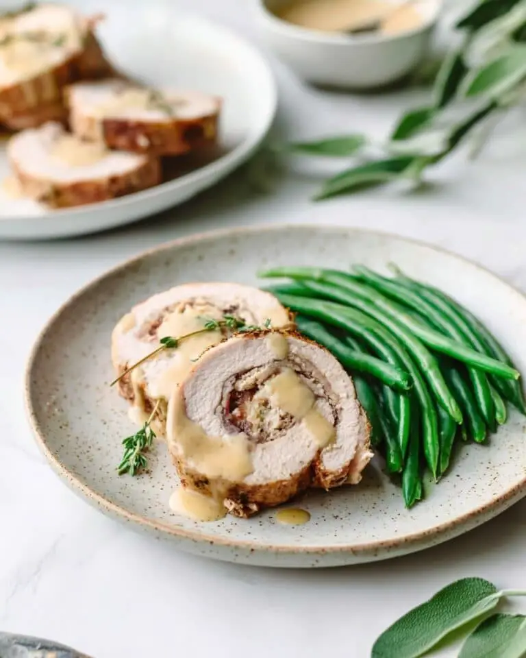 Turkey Roulade with Cranberry Stuffing and Herb Gravy Recipe