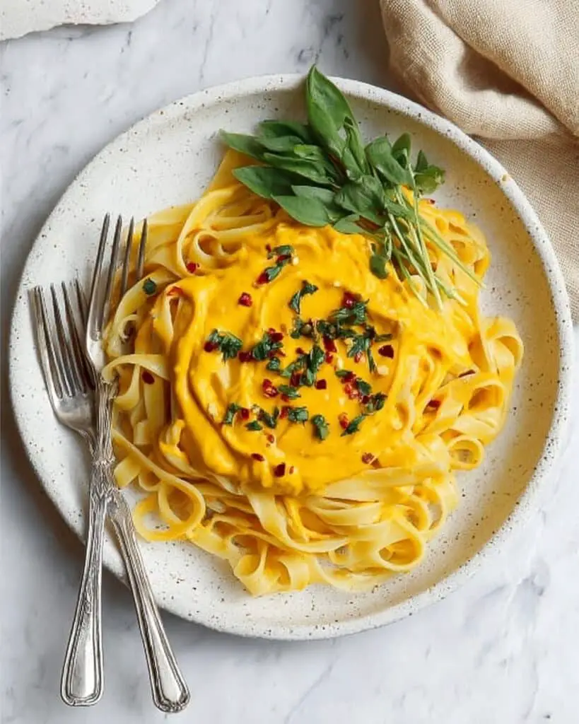 Creamy Vegan Pumpkin Pasta with Sage and Tofu Recipe