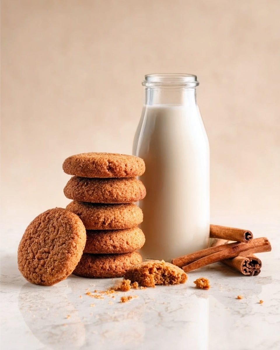 A stack of five soft, round, golden brown cookies is placed on a metal cooling rack, surrounded by more cookies spread out unevenly. Each cookie has a slightly cracked, textured surface with a warm orange-brown color and a light dusting of darker spices. The background shows a white marbled texture with blurred cookies in the distance, adding depth. The overall scene is warm, cozy, and inviting. photo taken with an iphone --ar 4:5 --v 7