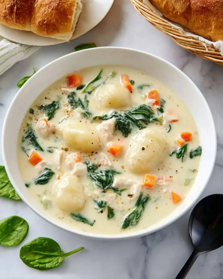 Creamy Chicken Gnocchi Soup with Spinach and Thyme Recipe