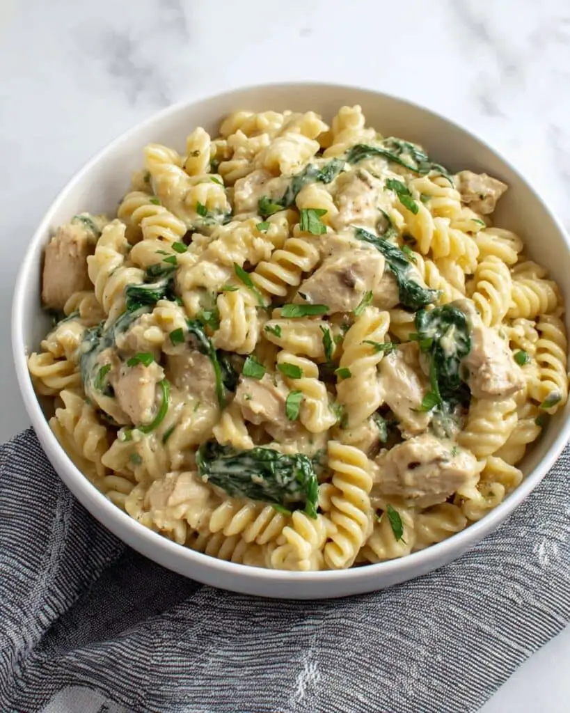 Creamy Chicken Spinach Alfredo Pasta Recipe