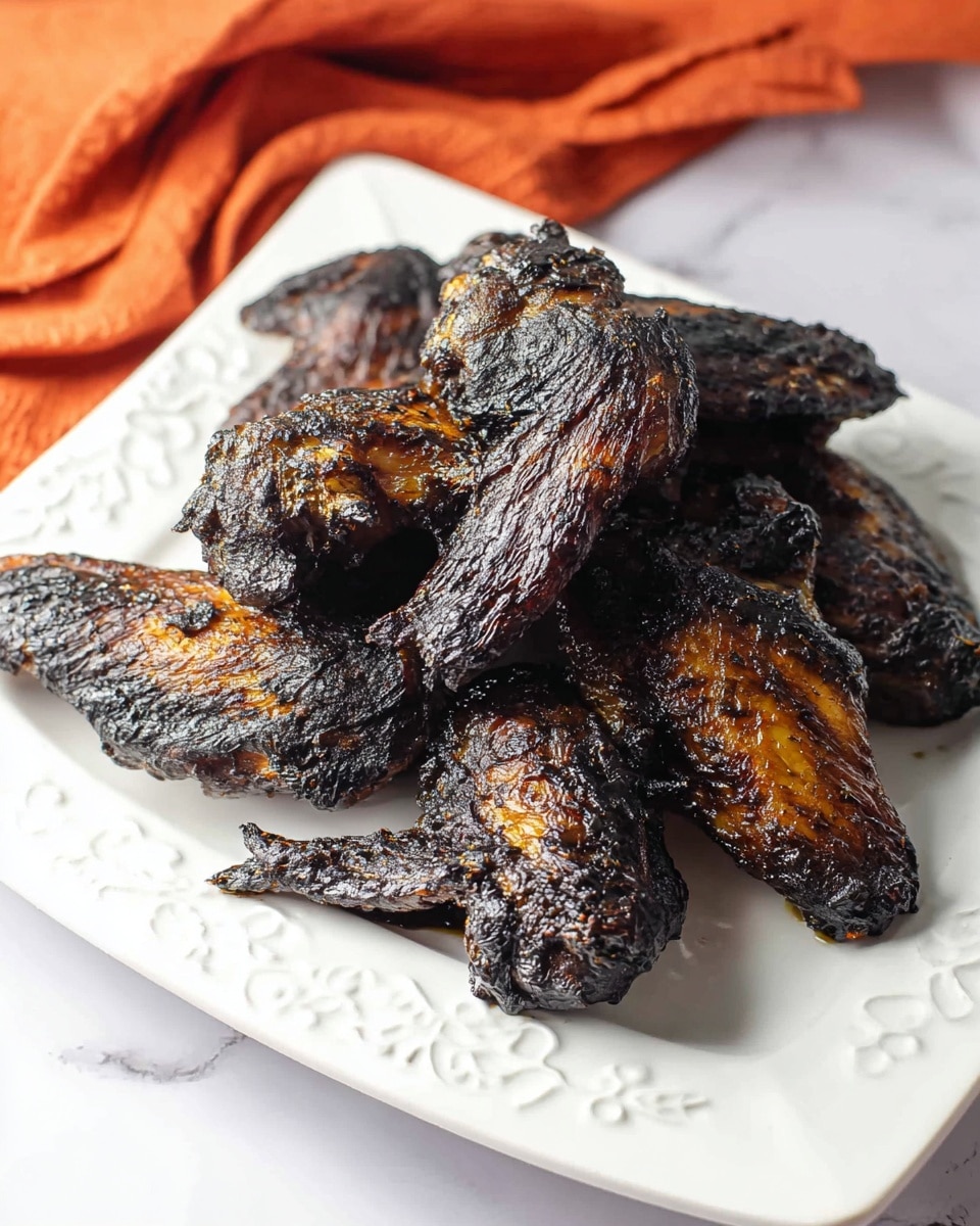 The image shows a close-up view of several dark green roasted poblano peppers placed on a silver wire rack over a foil-lined baking tray. The peppers have a shiny, slightly wrinkled texture with black charred spots from roasting. The background has a black cloth partially visible, while the surface below the tray is a white marbled texture. photo taken with an iphone --ar 4:5 --v 7