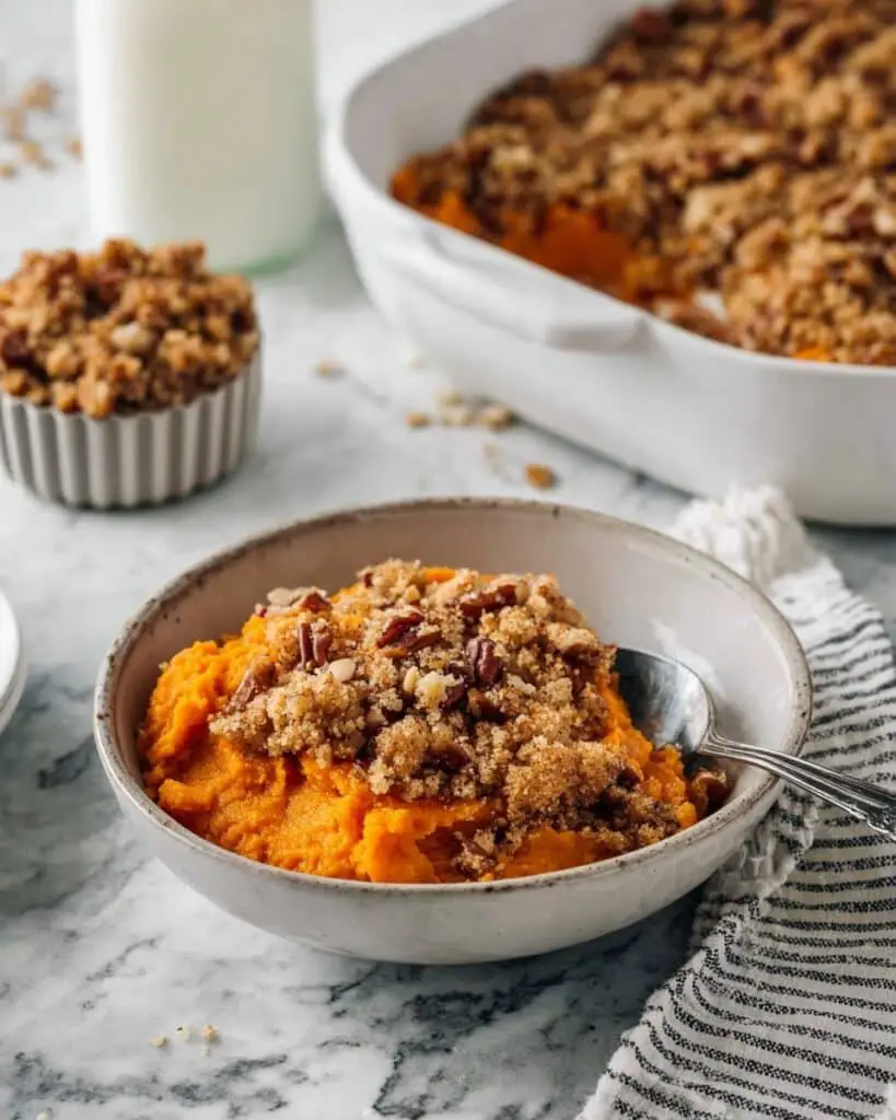 Gluten-Free Sweet Potato Casserole with Pecan Praline Topping Recipe