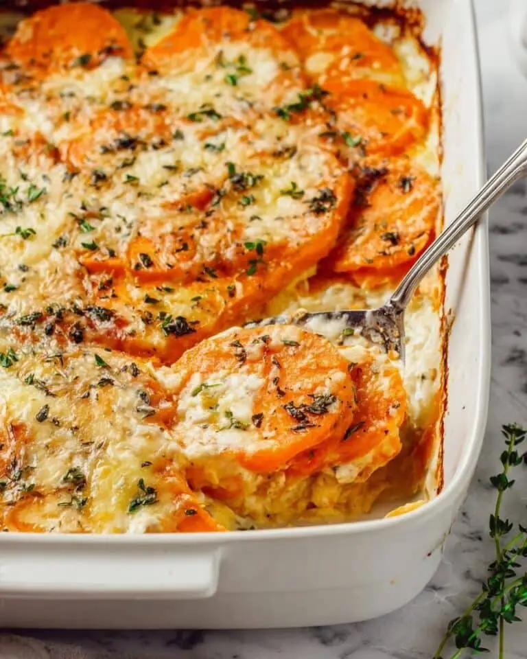 Creamy Cheesy Sweet Potato Au Gratin Recipe
