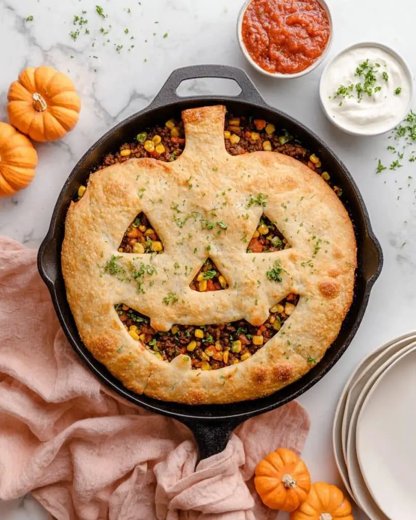 Jack O Lantern Sloppy Joe Pie Recipe